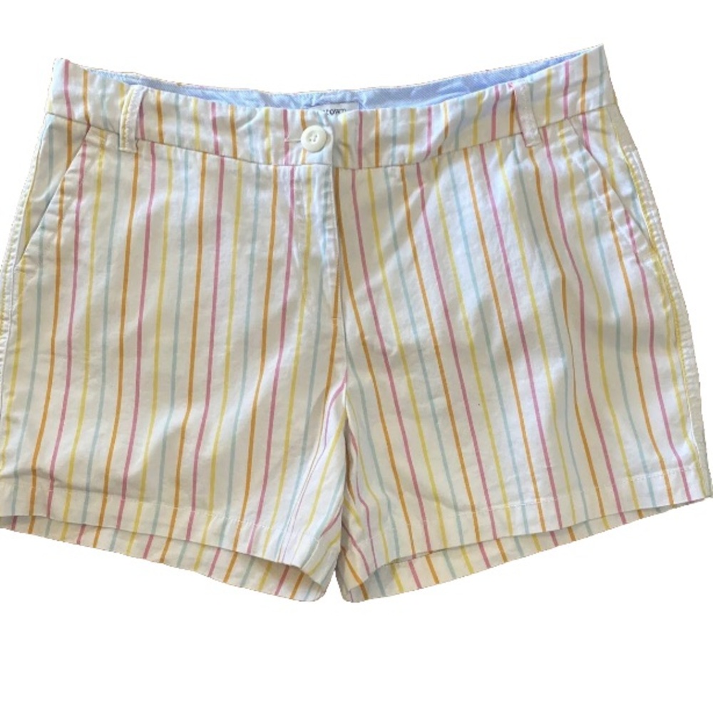 Crown & Ivy Caroline White Shorts With Pastel Stripes